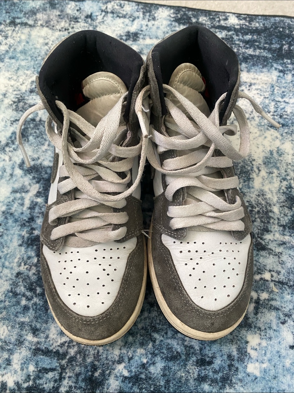 Gray and White High-Top Sneakers